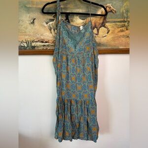 NATURAL LIFE Blue and Orange Sleeveless Sundress
